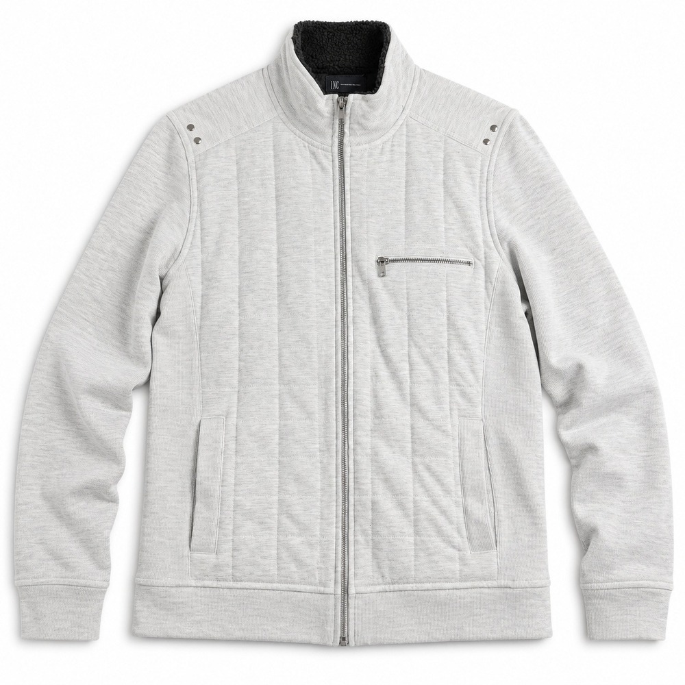 INC International Concepts Womens‎ Size M Gray Quilted Full Zip Cotton Jacket
